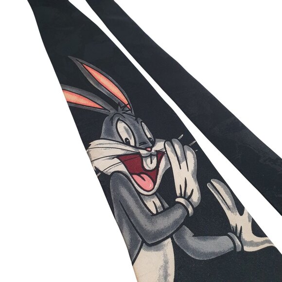 Looney Tunes Mania Bugs Bunny Black Polyester Necktie Novelty Cartoon Gift - Picture 2 of 6